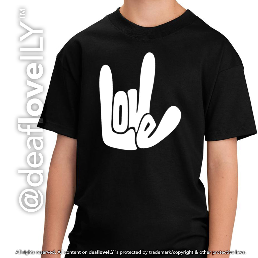 Original LOVE/ILY T-Shirt (Youth) :: Black / White – silentBYTES